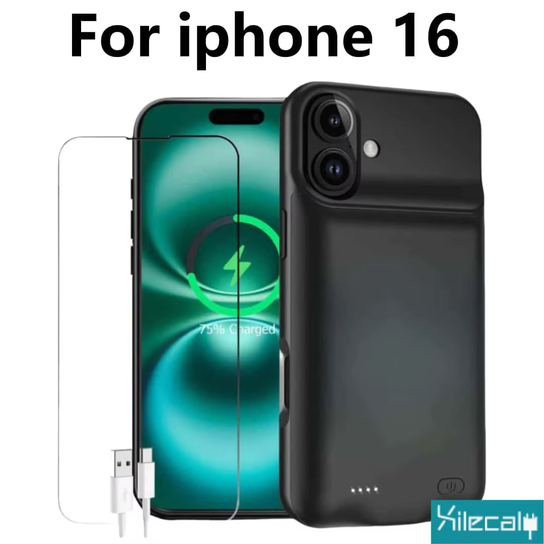 Xilecaly Smart Battery Charger Case for Iphone 18 Pro Max 17 16 Battery Pack Power Bank External Charging Cover for Iphone 17E