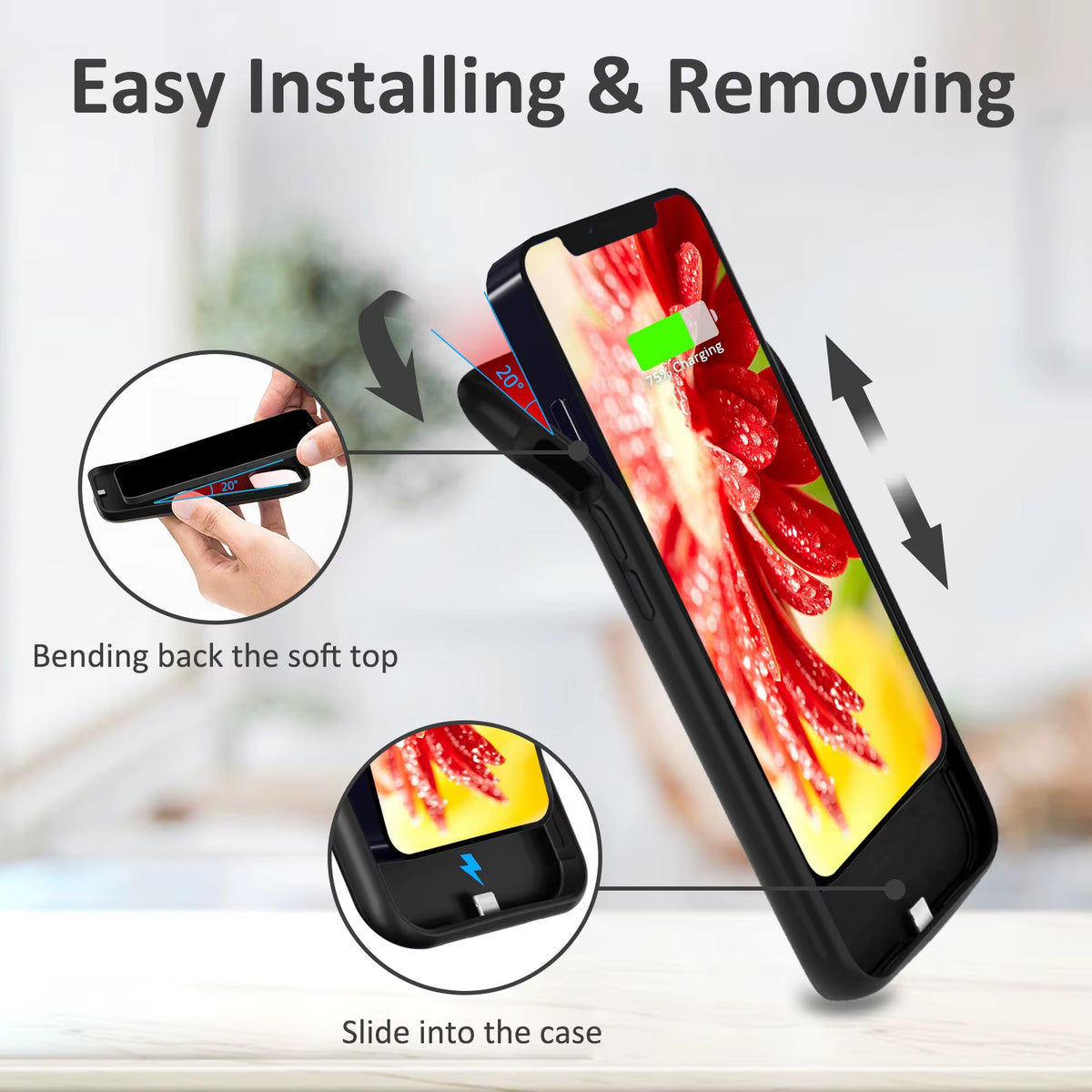Xilecaly Smart Battery Charger Case for Iphone 18 Pro Max 17 16 Battery Pack Power Bank External Charging Cover for Iphone 17E