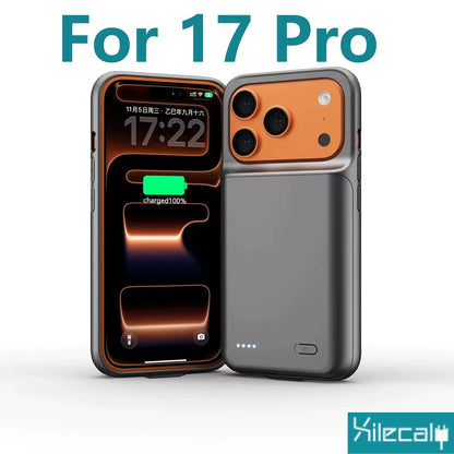 Xilecaly Smart Battery Charger Case for Iphone 18 Pro Max 17 16 Battery Pack Power Bank External Charging Cover for Iphone 17E