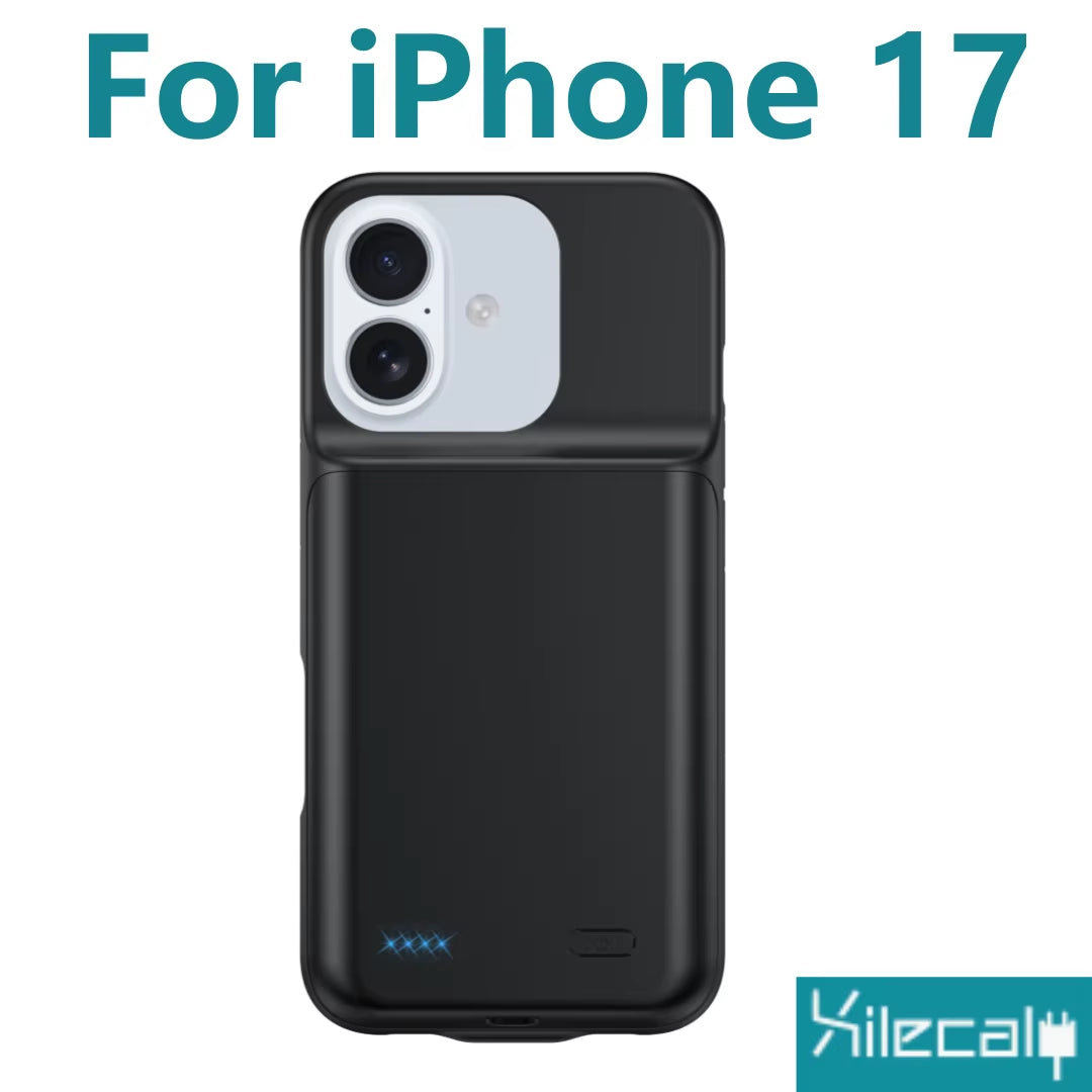 Xilecaly Smart Battery Charger Case for Iphone 18 Pro Max 17 16 Battery Pack Power Bank External Charging Cover for Iphone 17E