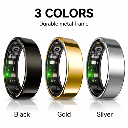 R09 Smart Ring - black, gold and silver colors